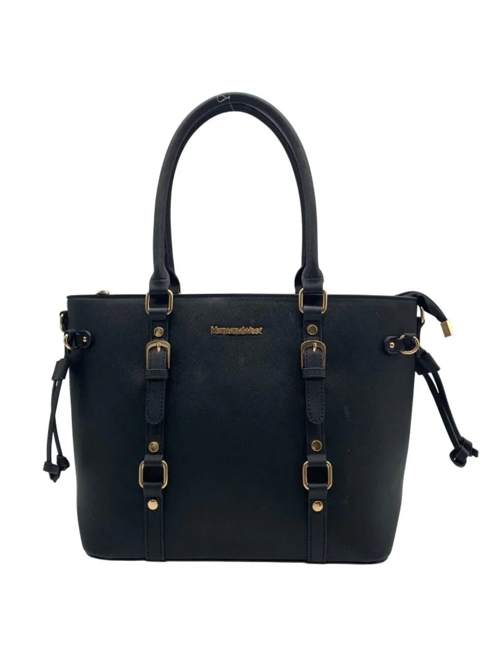 Montana West Black Saffiano Faux Leather Buckle Tote And Wallet